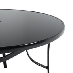 Breeins 105Cm Dia Round Wrought Iron Style Garden Table With Tempered Glass Top And Parasol Hole, Black - thumbnail 4