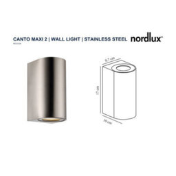 Nordlux Canto Outdoor Stainless Steel Wall Light Weatherproof Silver,mains - thumbnail 5
