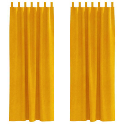 Berkfield Modern Blackout Curtains With Hanging Loops 2 Pcs Mustard Yellow Velvet - image 1
