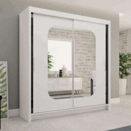 Sliding Wardrobes 4 u LTD Modern Wardrobe With Led Light Double Sliding Door Mirrored Wardrobe - Black 180Cm - thumbnail 1