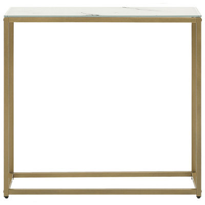 Beliani Console Table, White Marble-Effect Tempered Glass Top, Gold Base, 80 X 30 X 76 Cm - image 1