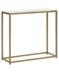 Beliani Console Table, White Marble-Effect Tempered Glass Top, Gold Base, 80 X 30 X 76 Cm - thumbnail 3