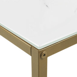 Beliani Console Table, White Marble-Effect Tempered Glass Top, Gold Base, 80 X 30 X 76 Cm - thumbnail 4