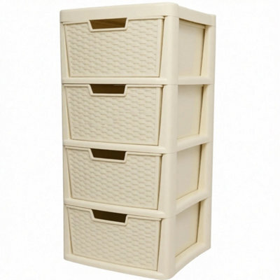 4 Drawers Rattan Cream Storage Tower - image 1