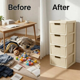 4 Drawers Rattan Cream Storage Tower - thumbnail 6