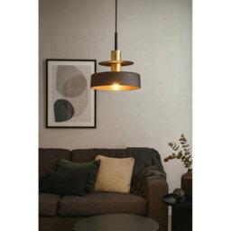 Luminosa Lighting Luminosa Solea Dome Pendant Ceiling Light Brown, Gold 1X E27 - thumbnail 2