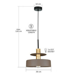 Luminosa Lighting Luminosa Solea Dome Pendant Ceiling Light Brown, Gold 1X E27 - thumbnail 4