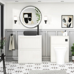 Royal Bathrooms Royal Bathroom Elmore 700mm Classic White Freestanding Countertop Bathroom Vanity Unit 2 Drawer With Milan Black Basin - thumbnail 5