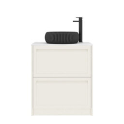 Royal Bathrooms Royal Bathroom Elmore 700mm Classic White Freestanding Countertop Bathroom Vanity Unit 2 Drawer With Milan Black Basin - thumbnail 7