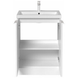 Affine Bathroom Vanity Unit Fluted Freestanding Basin Sink 600mm Cabinet Storage White - thumbnail 6