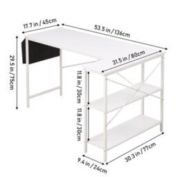 Thehotsale L-Shaped White Office Desk Office Table With Storage Bag - thumbnail 4