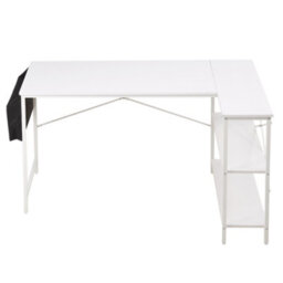 Thehotsale L-Shaped White Office Desk Office Table With Storage Bag - thumbnail 2