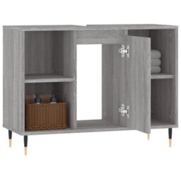 Berkfield Bathroom Cabinet Grey Sonoma 80X33X60 Cm Engineered Wood - thumbnail 4