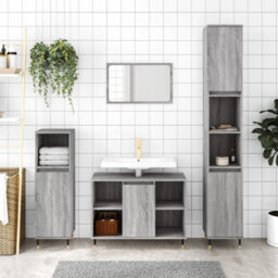 Berkfield Bathroom Cabinet Grey Sonoma 80X33X60 Cm Engineered Wood - thumbnail 1