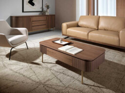 Angel Cerda Stylish Rectangular Coffee Table In Walnut And Gold Steel - thumbnail 2