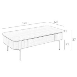 Angel Cerda Stylish Rectangular Coffee Table In Walnut And Gold Steel - thumbnail 7