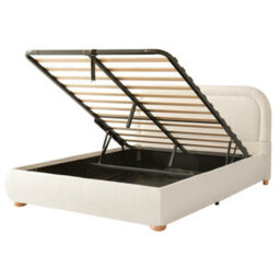 Modernluxe 4Ft6 Double Bed, Ottoman Bed, (135 X 190 Cm), With Deep Curved Headboard & Reinforced Slatted Base, Beige, Bouclé - thumbnail 9