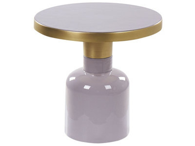 Beliani Violet Side Table 45Cm - Gloss Lilac Iron With Brass Accents - Modern Oval Top - image 1