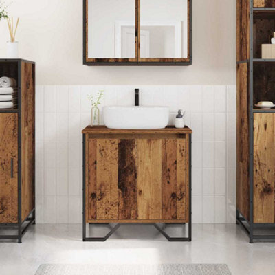 Walplus Sink Cabinet With Door Old Wood 60 X 35 X 60 Cm Engineered Wood - image 1
