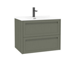 Royal Bathrooms Elmore 700mm Traditional Wall Hung 2 Drawer Cabinet Bathroom Vanity Unit With Ceramic Basin Sink - Matt Green - thumbnail 6