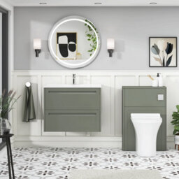 Royal Bathrooms Elmore 700mm Traditional Wall Hung 2 Drawer Cabinet Bathroom Vanity Unit With Ceramic Basin Sink - Matt Green - thumbnail 4