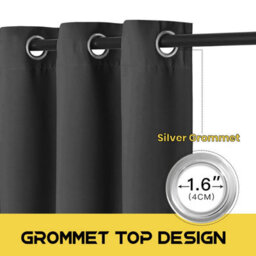 Ameha Dark Grey Plain Curtain Blackout Thick Thermal Insulated Bedroom Kitchen 66'' X 54'' Curtain Pair With Tie Backs Pair - thumbnail 4