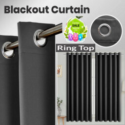 Ameha Dark Grey Plain Curtain Blackout Thick Thermal Insulated Bedroom Kitchen 66'' X 54'' Curtain Pair With Tie Backs Pair - thumbnail 1