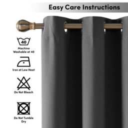 Ameha Dark Grey Plain Curtain Blackout Thick Thermal Insulated Bedroom Kitchen 66'' X 54'' Curtain Pair With Tie Backs Pair - thumbnail 8