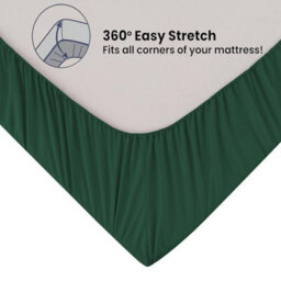 "Ameha Fitted Sheet 40Cm Extra Deep Pocket Bed Sheets Soft Microfiber Fitted Sheet 16"" (Emerald Green,king 152 X 200 Cm)" - thumbnail 4
