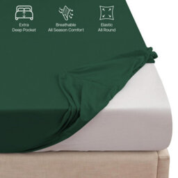 "Ameha Fitted Sheet 40Cm Extra Deep Pocket Bed Sheets Soft Microfiber Fitted Sheet 16"" (Emerald Green,king 152 X 200 Cm)" - thumbnail 5
