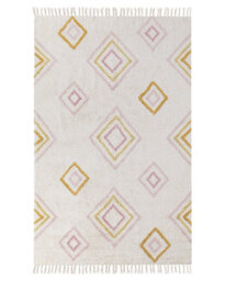 Wyld And Coco Handmade Hand-Tufted Cotton Rug Off-White 140 X 200 Cm Multicoloured Geometric Rectangle - thumbnail 1