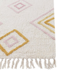 Wyld And Coco Handmade Hand-Tufted Cotton Rug Off-White 140 X 200 Cm Multicoloured Geometric Rectangle - thumbnail 3