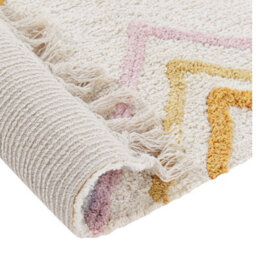 Wyld And Coco Handmade Hand-Tufted Cotton Rug Off-White 140 X 200 Cm Multicoloured Geometric Rectangle - thumbnail 5