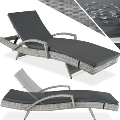Tectake Océane Aluminum Rattan Sun Lounger - Light Grey - image 1
