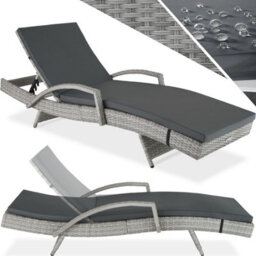 Tectake Océane Aluminum Rattan Sun Lounger - Light Grey - thumbnail 1