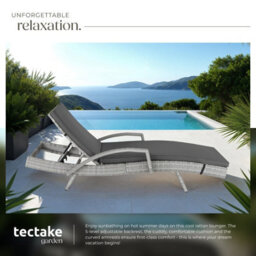 Tectake Océane Aluminum Rattan Sun Lounger - Light Grey - thumbnail 4