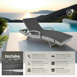 Tectake Océane Aluminum Rattan Sun Lounger - Light Grey - thumbnail 2