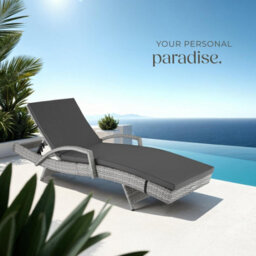 Tectake Océane Aluminum Rattan Sun Lounger - Light Grey - thumbnail 8