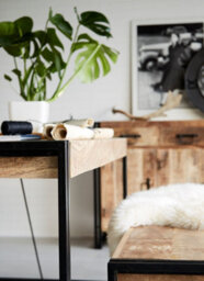 Kingwood Up-Cycled Industrial Metal And Wood Medium Dining Table - thumbnail 3