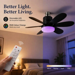 Black 40W Rgb Ceiling Fan Light Diamond Shade B22 Remote Control - thumbnail 3