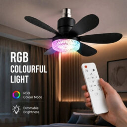 Black 40W Rgb Ceiling Fan Light Diamond Shade B22 Remote Control - thumbnail 2