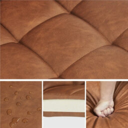 Retro Brown Leather Office Chair Adjustable Swivel Arms - thumbnail 3