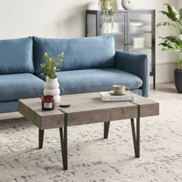 Beliani Modern Industrial Coffee Table, Dark Brown Mdf Top With Powder-Coated Hairpin Iron Legs, 100 X 60 X 43 Cm - thumbnail 2