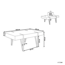Beliani Modern Industrial Coffee Table, Dark Brown Mdf Top With Powder-Coated Hairpin Iron Legs, 100 X 60 X 43 Cm - thumbnail 4