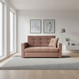 Sofa Bed With Sleeping Function And Storage, Viva Lux Ii Orange, Wood And Foam, Upholstered Back, Modern Guest Room Settee