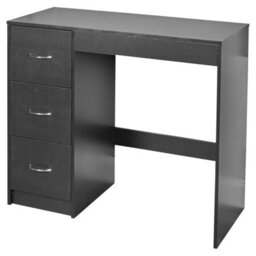 Urbn-Living Urbnliving Height  79.5Cm 3 Drawer Wooden Bedroom Dressing Black Carcass And Black Drawers Computer Work Table Desk Jewellery - thumbnail 3