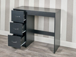 Urbn-Living Urbnliving Height  79.5Cm 3 Drawer Wooden Bedroom Dressing Black Carcass And Black Drawers Computer Work Table Desk Jewellery - thumbnail 2