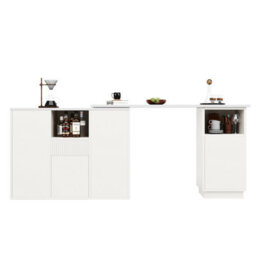 Abrihome Swivelling Bar Table, Modern And Sleek Design Dining Table With Open Storage Space And Marble Worktop, White - thumbnail 9