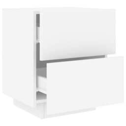Berkfield Bedside Cabinets With Led Lights 2 Pcs White Engineered Wood - thumbnail 7