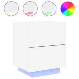Berkfield Bedside Cabinets With Led Lights 2 Pcs White Engineered Wood - thumbnail 6